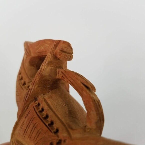 Handcrafted 4" Wooden Horse Figurine With Intricate Tribal Carvings - Picture 10 of 10